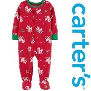 Carter's | 1-Piece Christmas Unicorn Fleece Footie Pajamas | Size 6 Months
